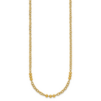 14K Polished 3.5mm Fancy Beaded and Cable Link 18 inch Necklace