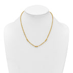 14K Polished 3.5mm Fancy Beaded and Cable Link 18 inch Necklace