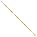 14K Polished 3.5mm Fancy Beaded and Cable Link 7.5 inch Bracelet