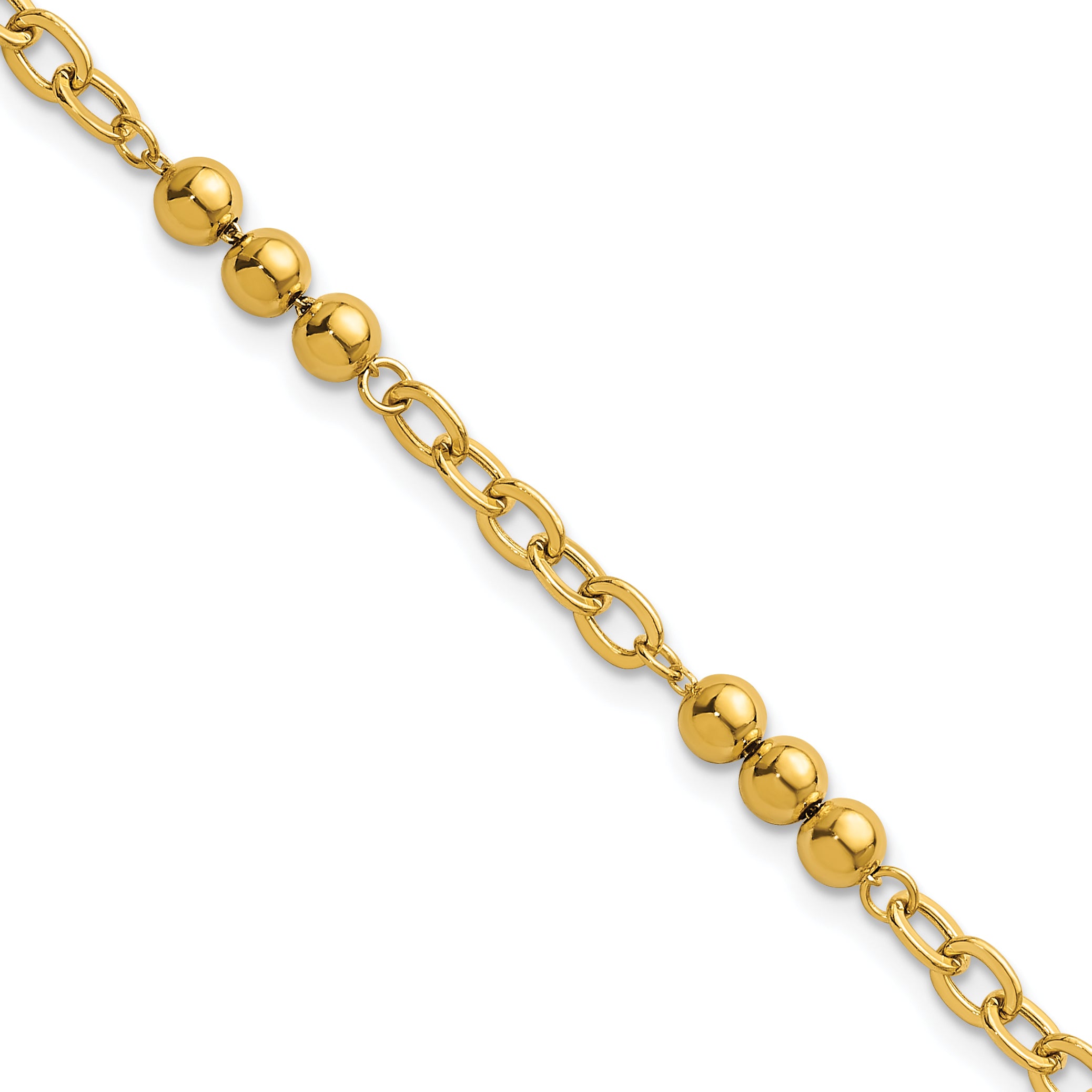 14K Polished 3.5mm Fancy Beaded and Cable Link 7.5 inch Bracelet Main image