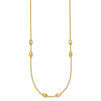 14K Polished and Brushed Oval Beaded 5-Station 24 Inch Necklace