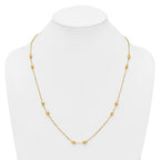 14K Polished and Brushed Oval Beaded 5-Station 24 Inch Necklace