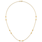 14K Polished and Brushed Oval Beaded 5-Station 24 Inch Necklace