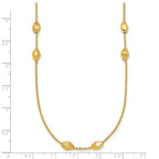 14K Polished and Brushed Oval Beaded 5-Station 24 Inch Necklace