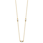 14K Two-Tone Polished Diamond-cut and Square Bead 5-Station 16 inch Necklace Plus 2 inch Extender