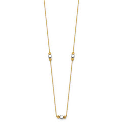 14K Two-Tone Polished Diamond-cut and Square Bead 5-Station 16 inch Necklace Plus 2 inch Extender