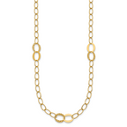 14k Polished and Textured Fancy Oval Link 3-Station 16.75 inch Necklace
