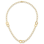 14k Polished and Textured Fancy Oval Link 3-Station 16.75 inch Necklace
