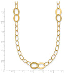 14k Polished and Textured Fancy Oval Link 3-Station 16.75 inch Necklace