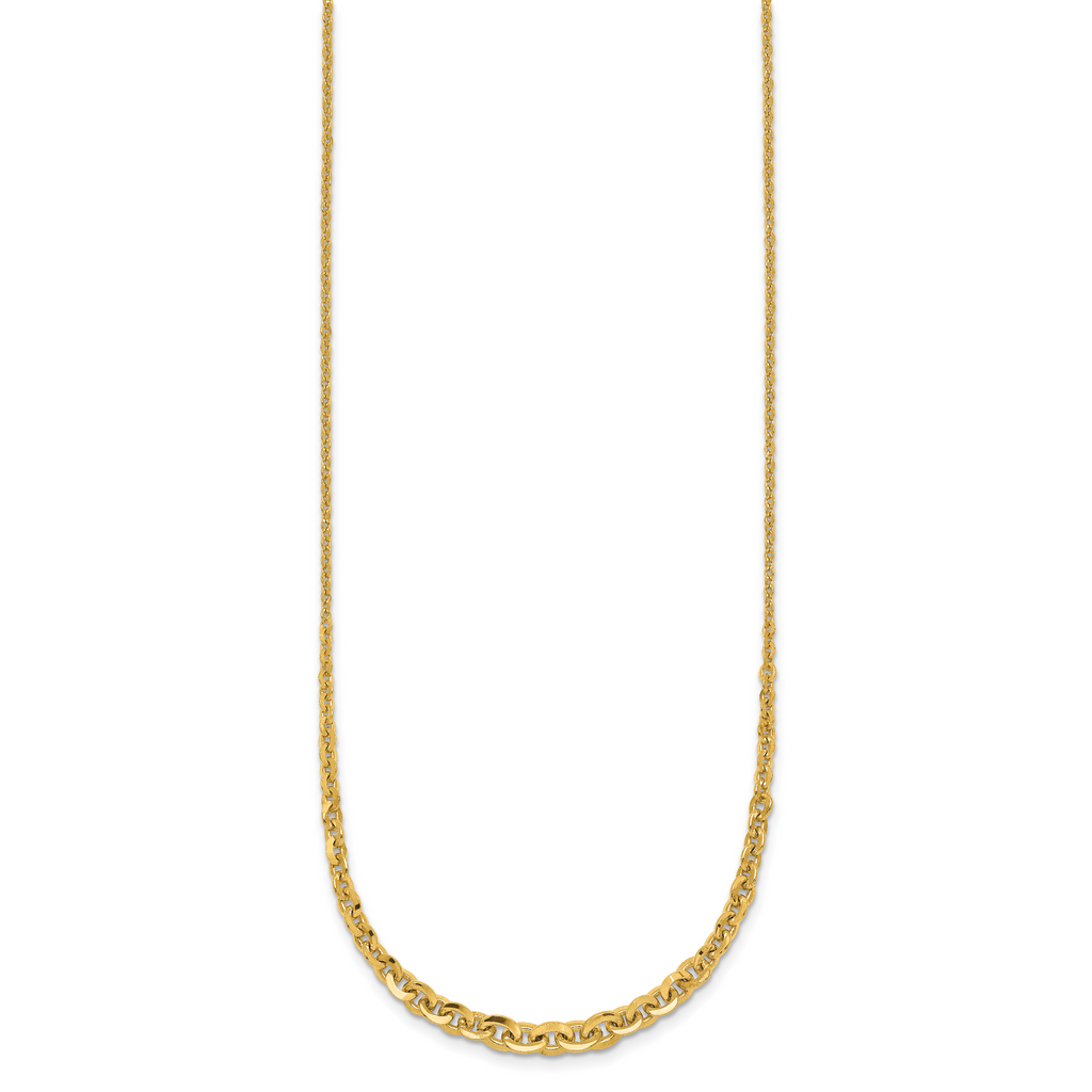 14k Polished Fancy Graduated Cable Link 18 inch Necklace