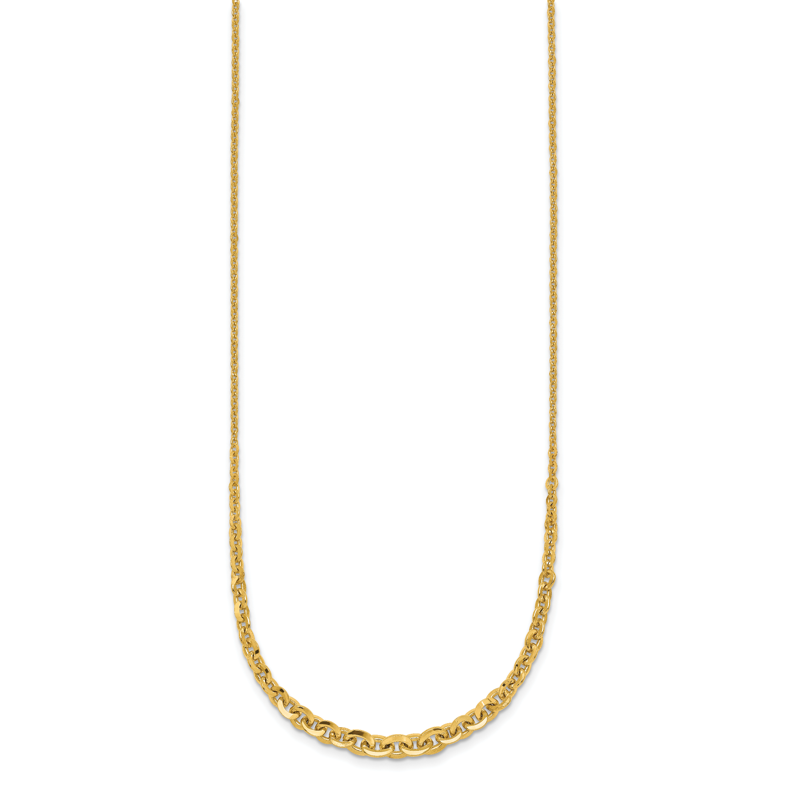 14k Polished Fancy Graduated Cable Link 18 inch Necklace