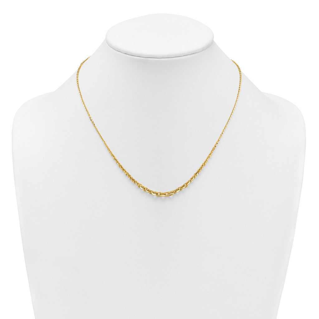 Fancy Graduated Cable Link Necklace in 14K Yellow Gold, 18 Inch - Sophia Jewelers