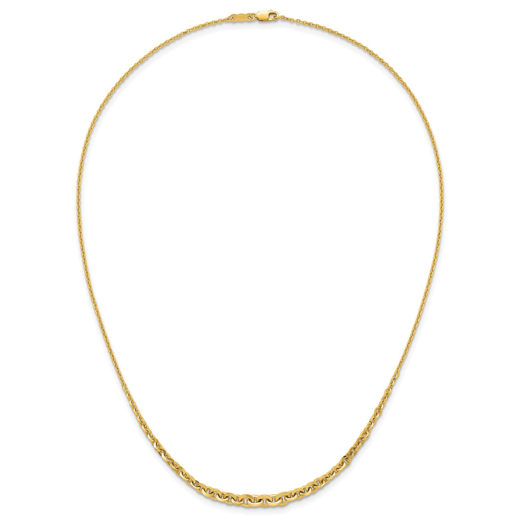 Fancy Graduated Cable Link Necklace in 14K Yellow Gold, 18 Inch - Sophia Jewelers