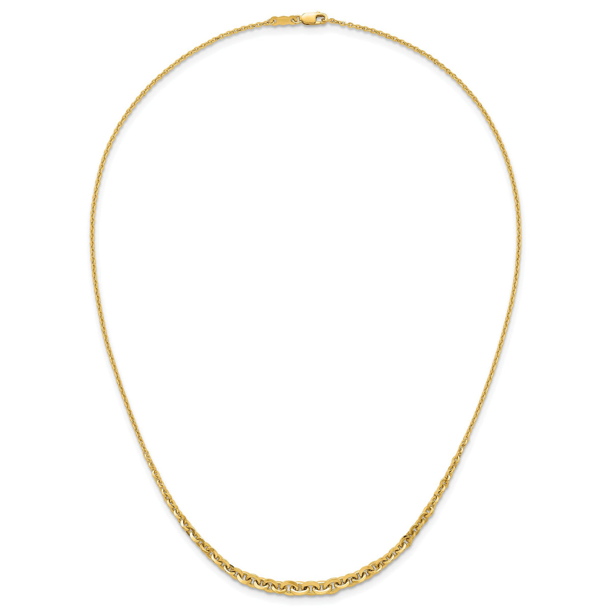 Fancy Graduated Cable Link Necklace in 14K Yellow Gold, 18 Inch - Sophia Jewelers