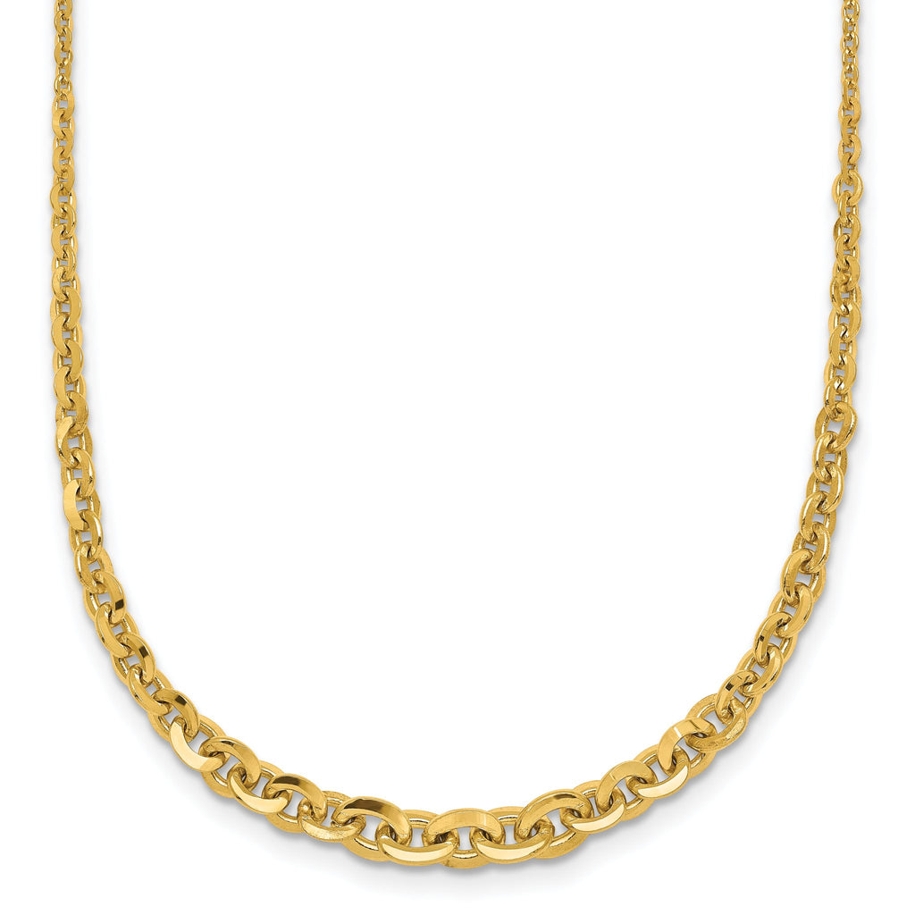 Fancy Graduated Cable Link Necklace in 14K Yellow Gold, 18 Inch - Sophia Jewelers