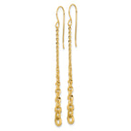 14k Polished Fancy Graduated Cable Chain Link Dangle Shepherd Hook Earrings