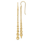 14k Polished Fancy Graduated Cable Chain Link Dangle Shepherd Hook Earrings