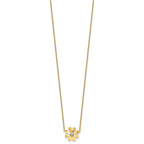 14k Polished Daisy with White Rhodium Center 16 inch Necklace with 2 inch Extender