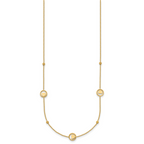 14k Polished Heart in Circle with Diamond-cut Beads 7-Station 16.75 inch Necklace