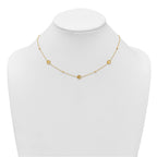 14k Polished Heart in Circle with Diamond-cut Beads 7-Station 16.75 inch Necklace