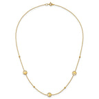 14k Polished Heart in Circle with Diamond-cut Beads 7-Station 16.75 inch Necklace