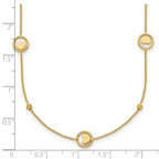 14k Polished Heart in Circle with Diamond-cut Beads 7-Station 16.75 inch Necklace