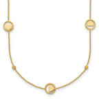 Heart Circle Beads Station Necklace in 14K Yellow Gold, 17 Inch - Sophia Jewelers