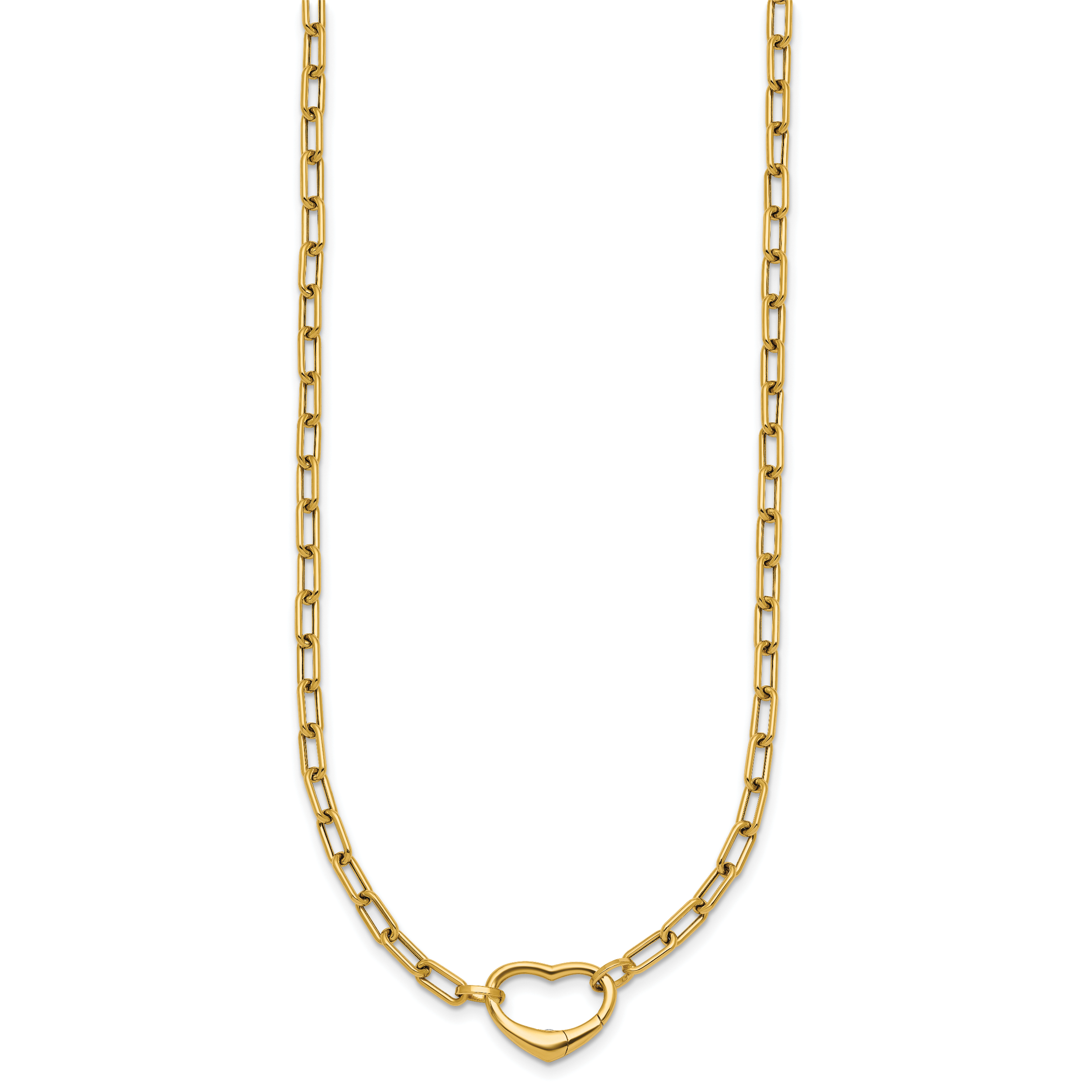 14k Polished Oval Link with Heart Clasp 18 inch Necklace able to Convert to Bracelet
