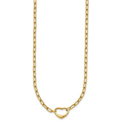 14k Polished Oval Link with Heart Clasp 18 inch Necklace able to Convert to Bracelet