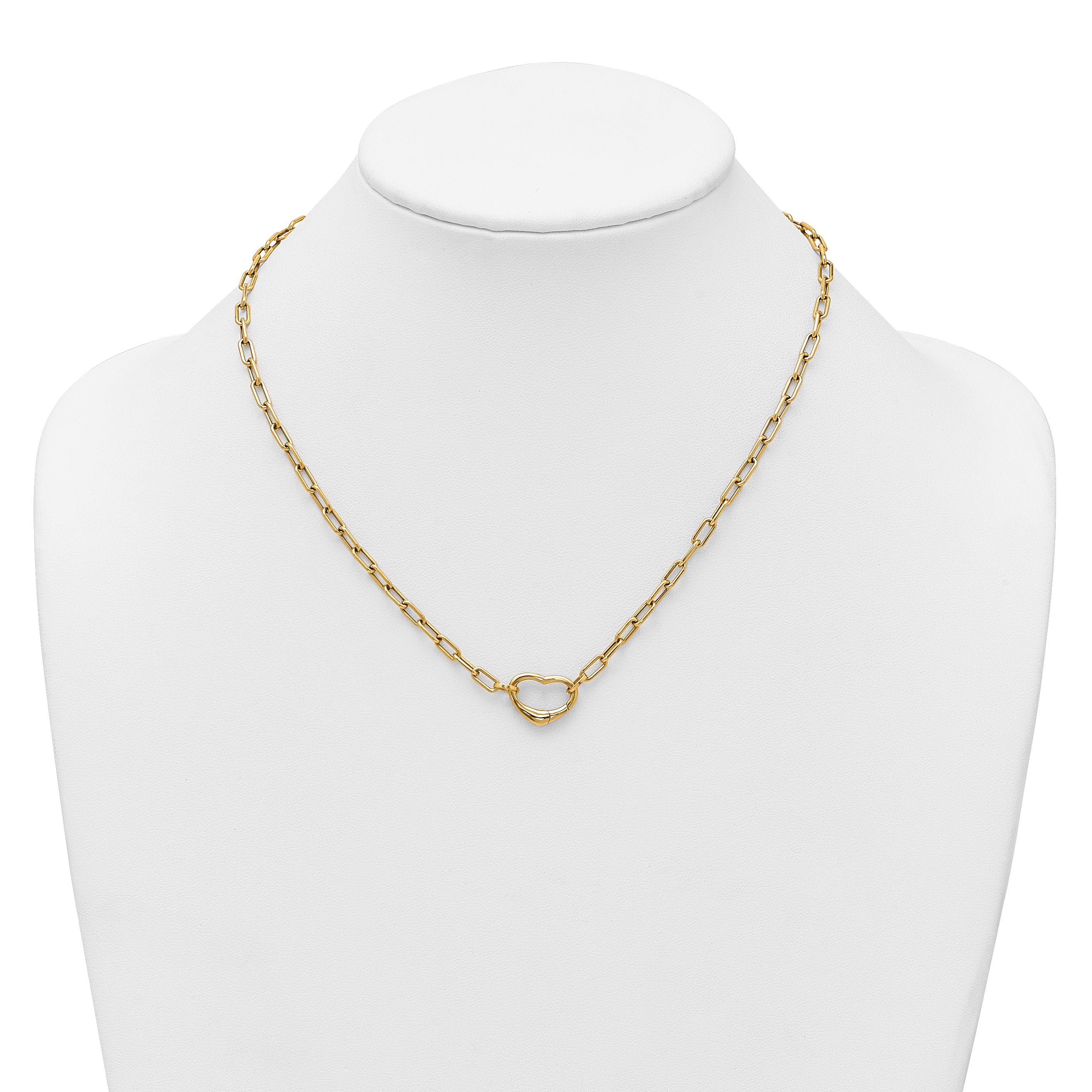 14k Polished Oval Link with Heart Clasp 18 inch Necklace able to Convert to Bracelet