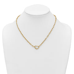 14k Polished Oval Link with Heart Clasp 18 inch Necklace able to Convert to Bracelet