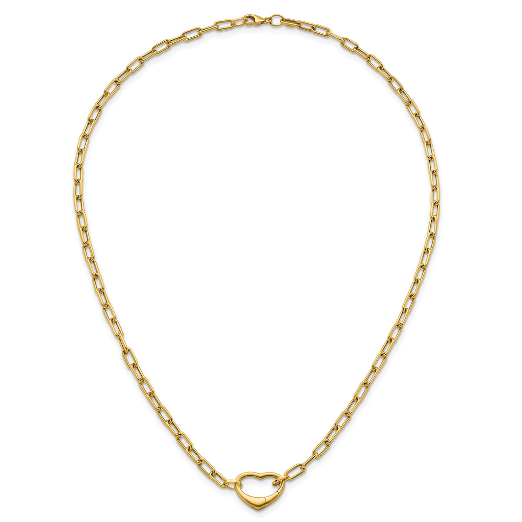 14k Polished Oval Link with Heart Clasp 18 inch Necklace able to Convert to Bracelet