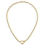 14k Polished Oval Link with Heart Clasp 18 inch Necklace able to Convert to Bracelet