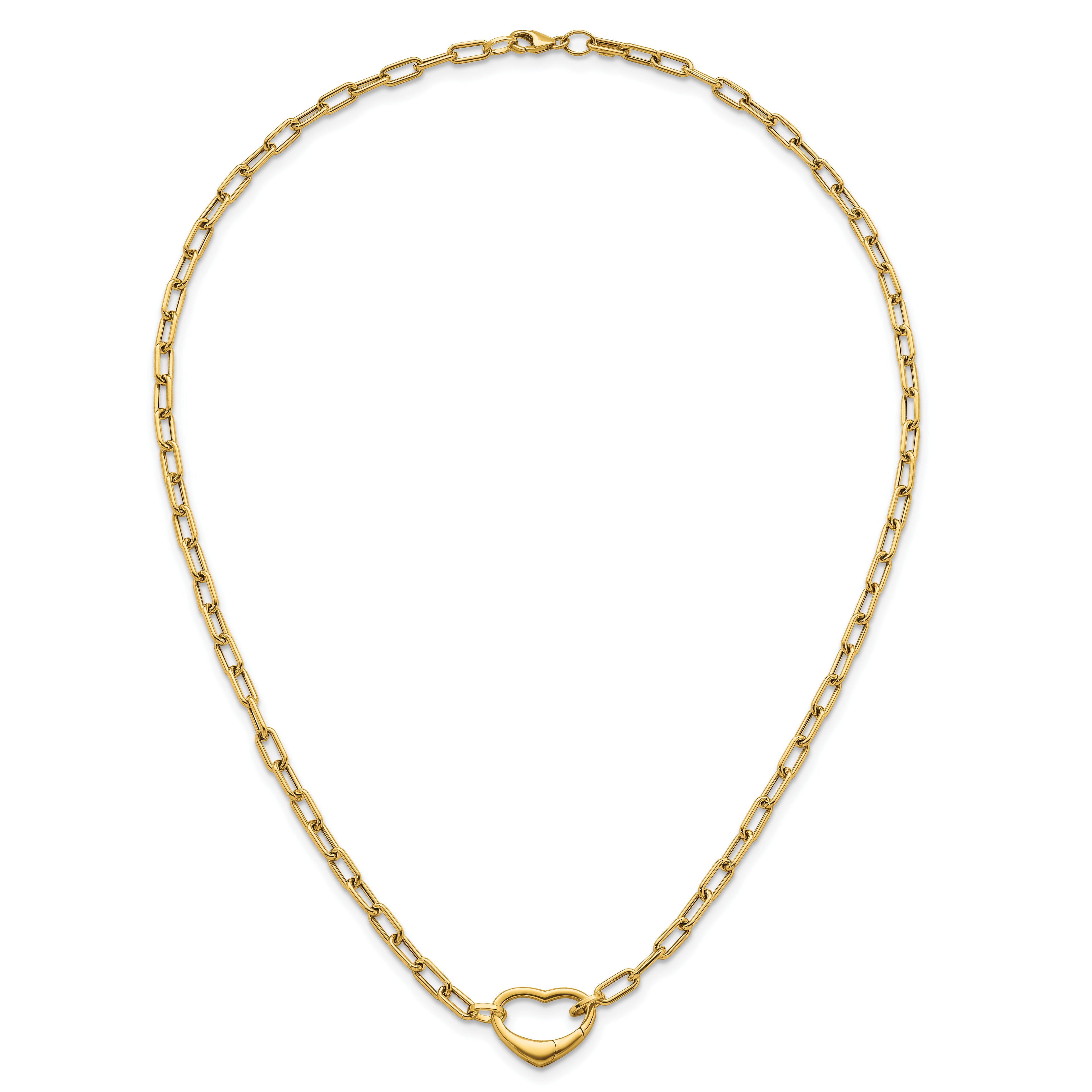 14k Polished Oval Link with Heart Clasp 18 inch Necklace able to Convert to Bracelet