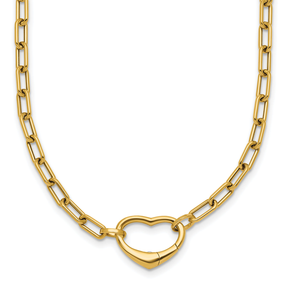 14k Polished Oval Link with Heart Clasp 18 inch Necklace able to Convert to Bracelet