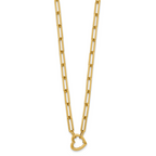 14k Polished Heart Clasp 17.5 inch Paperclip Chain Necklace