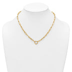14k Polished Heart Clasp 17.5 inch Paperclip Chain Necklace