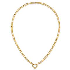 14k Polished Heart Clasp 17.5 inch Paperclip Chain Necklace