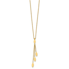 14k Polished Oval 3-Dangles 16 inch Necklace Plus 2 inch Extender
