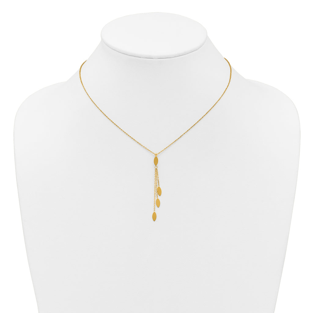 14k Polished Oval 3-Dangles 16 inch Necklace Plus 2 inch Extender