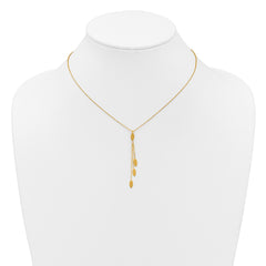 14k Polished Oval 3-Dangles 16 inch Necklace Plus 2 inch Extender