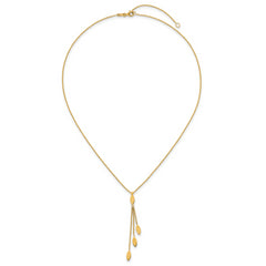 14k Polished Oval 3-Dangles 16 inch Necklace Plus 2 inch Extender
