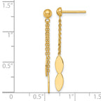 14k Polished Oval Dangle and Chain Post Earrings