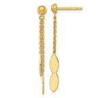 14k Polished Oval Dangle and Chain Post Earrings
