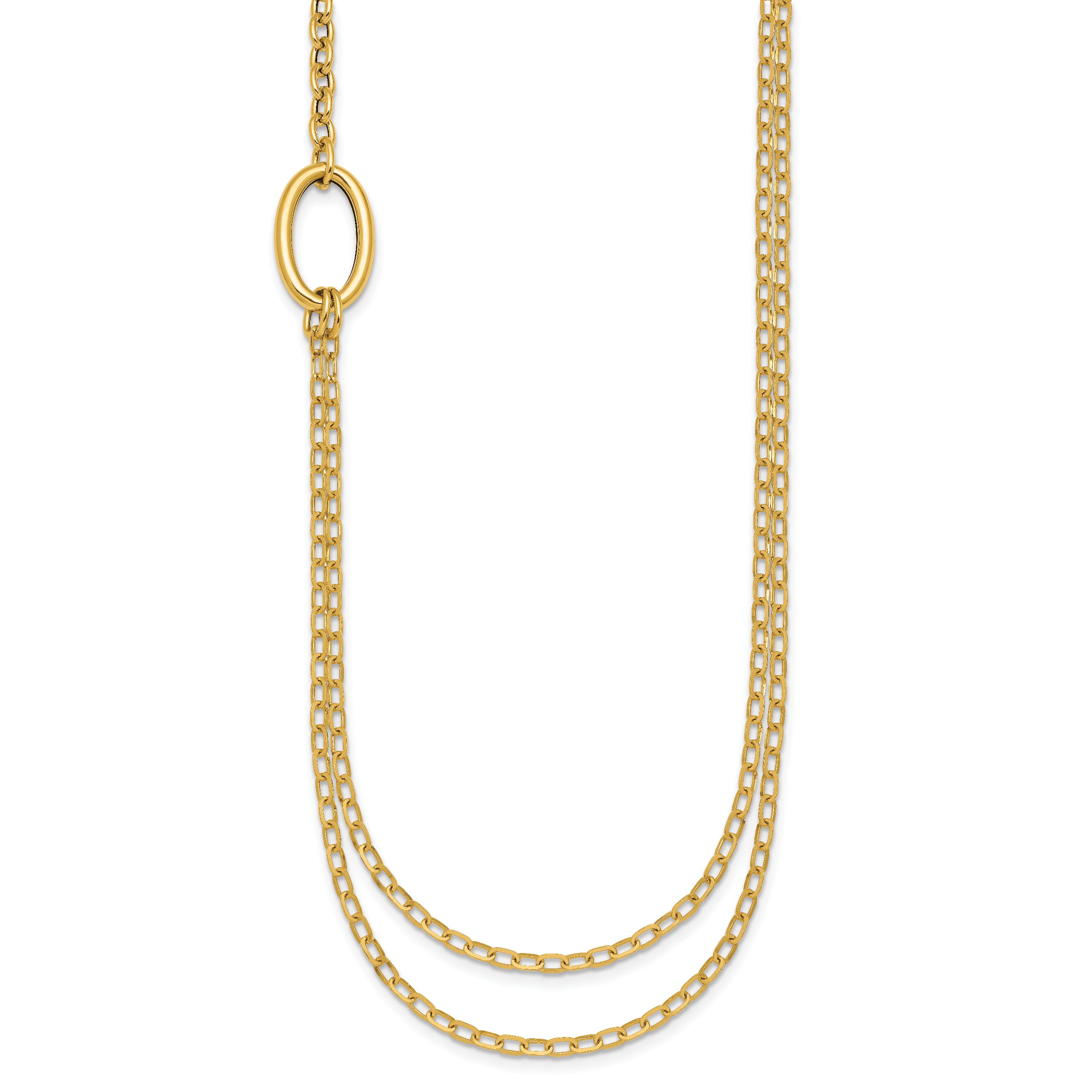 14k Polished Oval Double Strand Cable Chain 18 inch Necklace