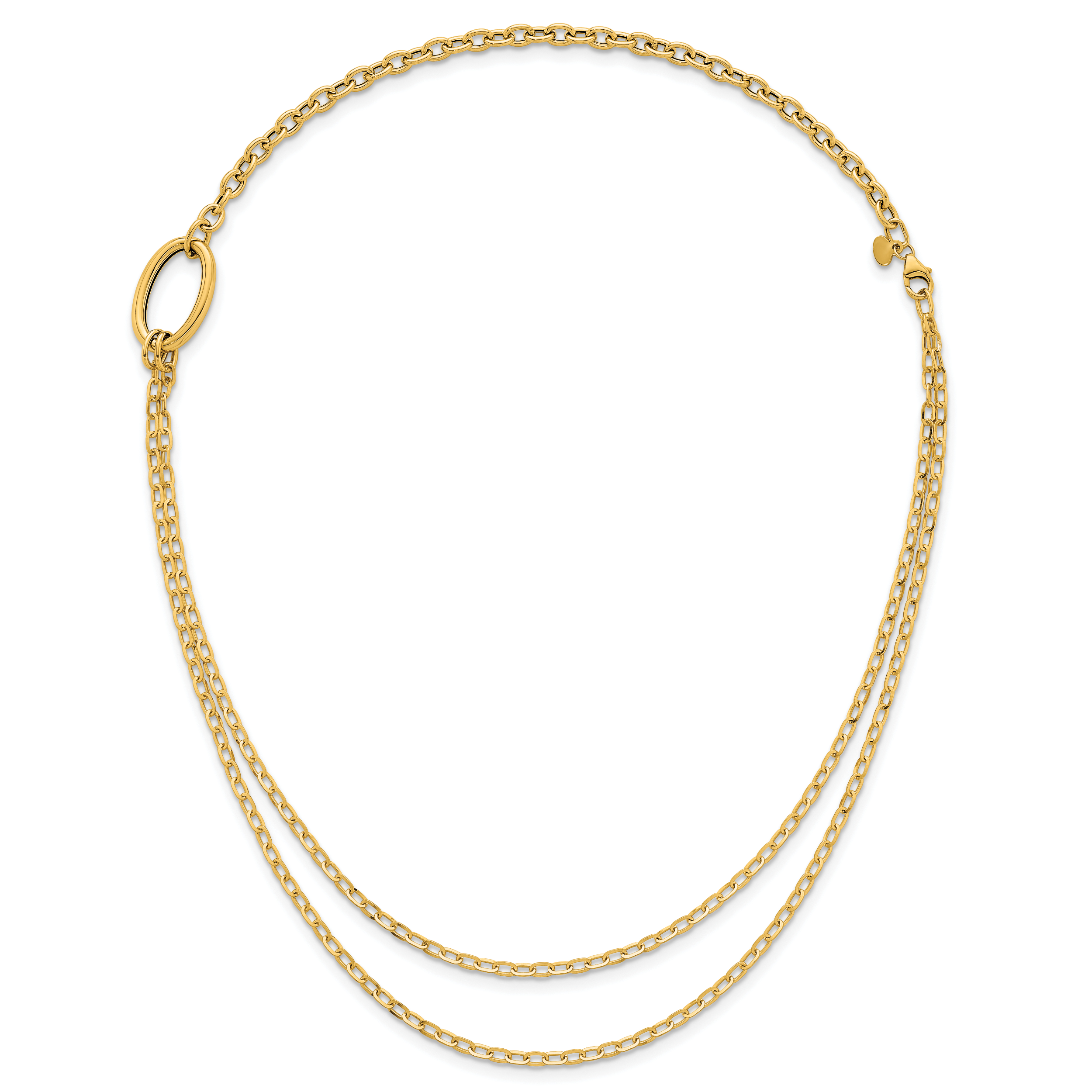 14k Polished Oval Double Strand Cable Chain 18 inch Necklace