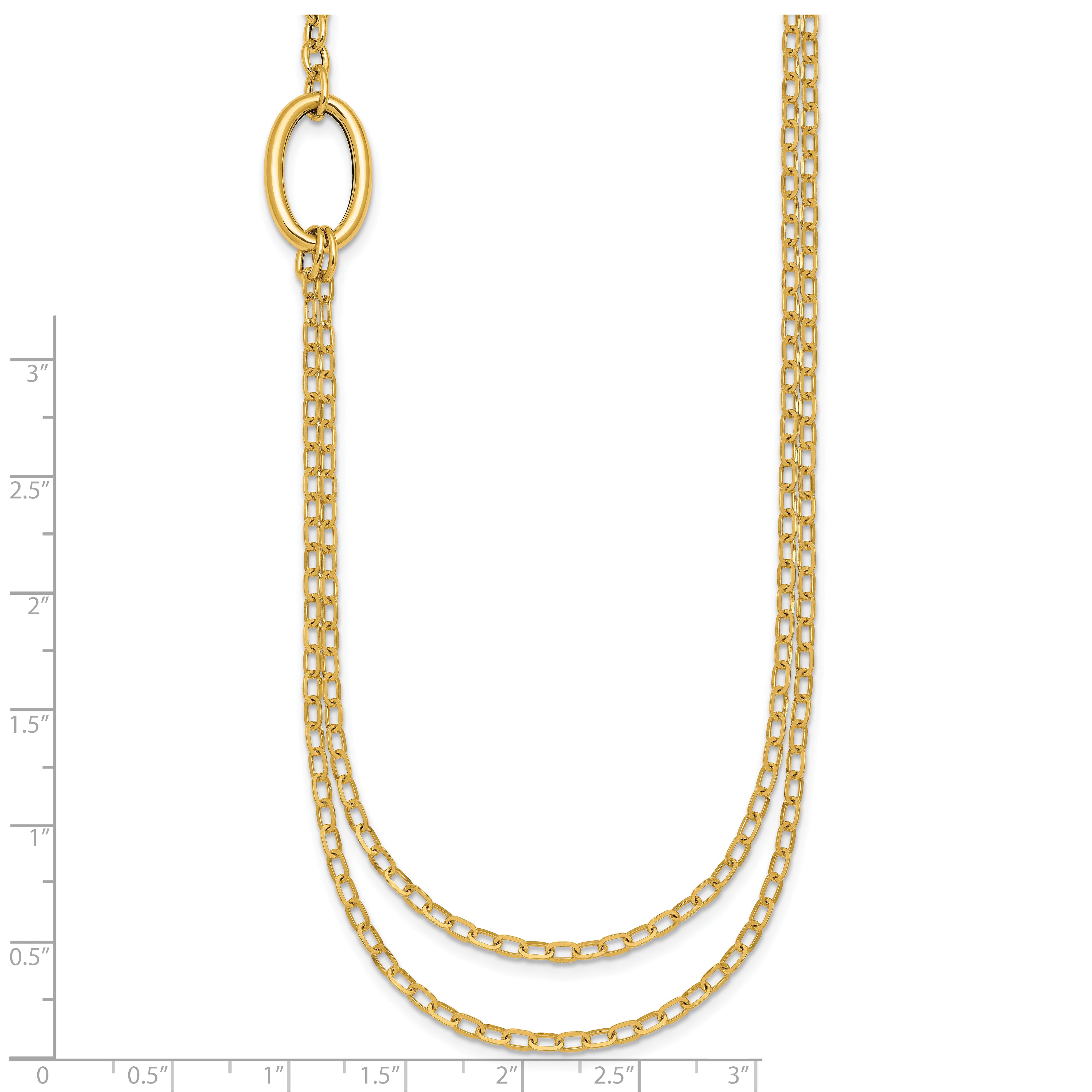 14k Polished Oval Double Strand Cable Chain 18 inch Necklace