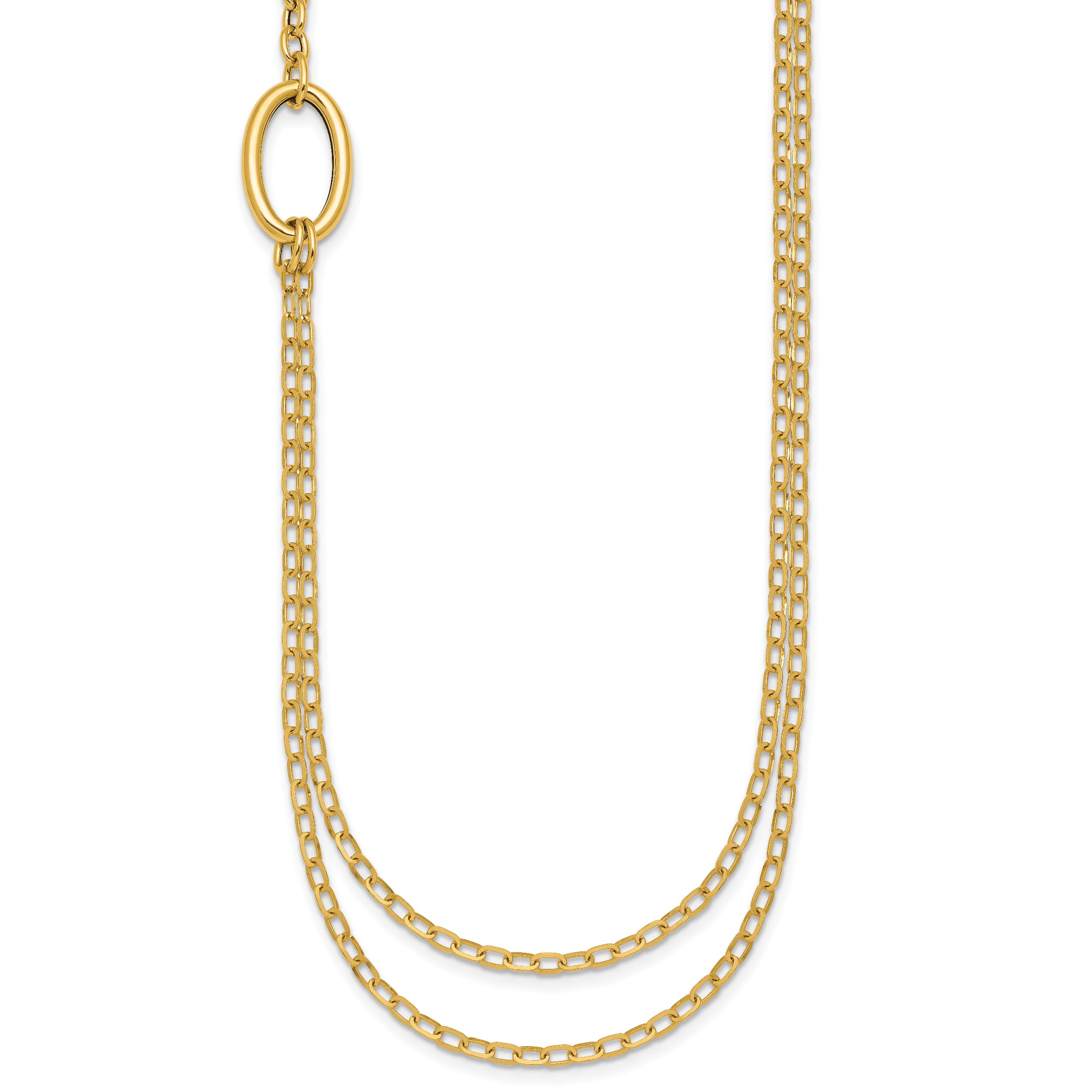 14k Polished Oval Double Strand Cable Chain 18 inch Necklace