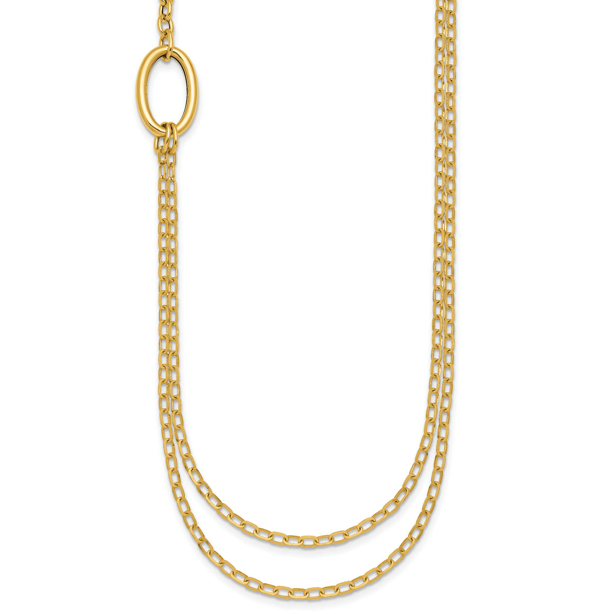 14k Polished Oval Double Strand Cable Chain 18 inch Necklace