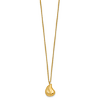 14k Polished And Brushed Curved Teardrop 16 inch Necklace Plus 2 inch Extender
